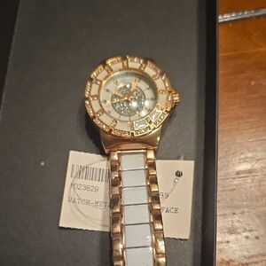 Geneva Gold and White Women's Watch